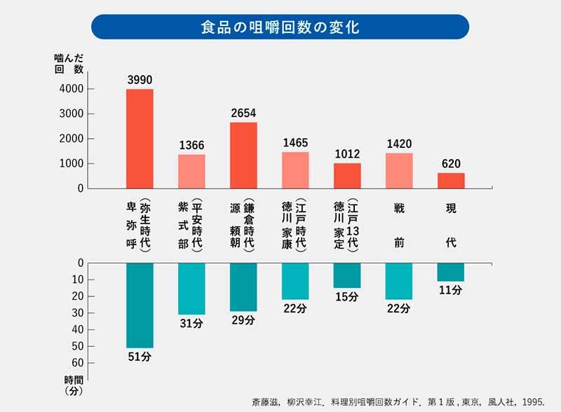 食品の咀嚼回数の変化